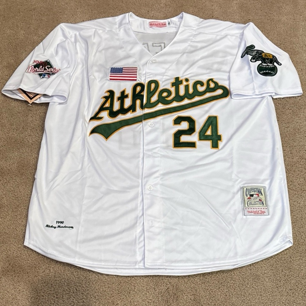 Rickey Henderson Oakland Athletics Jersey Men’s XL NWT 1990 Home White A’s
